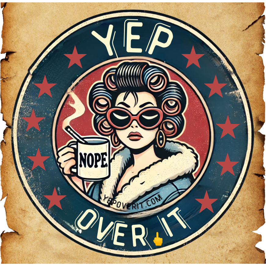"Yep. Over It" – Vintage Style Sticker (3" x 3") **Slap-On Sass for the Emotionally Unavailable**